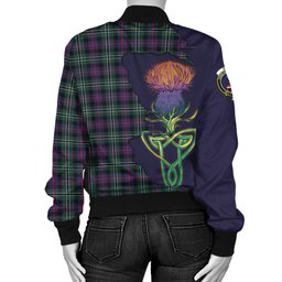 Scottish Rose Hunting Modern Tartan Family Crest with Thistle and Scotland Map Tartan Plaid Bomber Jacket Scottish Plaid Tartan Plaid - ScotsTee - scotstee.com