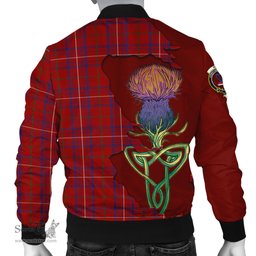 Scottish Rose Tartan Family Crest with Thistle and Scotland Map Tartan Plaid Bomber Jacket Scottish Plaid Tartan Plaid - ScotsTee - scotstee.com