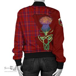 Scottish Rose Tartan Family Crest with Thistle and Scotland Map Tartan Plaid Bomber Jacket Scottish Plaid Tartan Plaid - ScotsTee - scotstee.com
