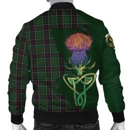 Scottish Sinclair Hunting Tartan Family Crest with Thistle and Scotland Map Tartan Plaid Bomber Jacket Scottish Plaid Tartan Plaid - ScotsTee - scotstee.com