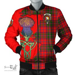 Scottish Stewart of Appin Modern Tartan Family Crest with Thistle and Scotland Map Tartan Plaid Bomber Jacket Scottish Plaid Tartan Plaid - ScotsTee - scotstee.com