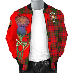 Scottish Stewart of Appin Modern Tartan Family Crest with Thistle and Scotland Map Tartan Plaid Bomber Jacket Scottish Plaid Tartan Plaid - ScotsTee - scotstee.com