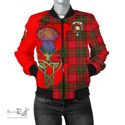 Scottish Stewart of Appin Modern Tartan Family Crest with Thistle and Scotland Map Tartan Plaid Bomber Jacket Scottish Plaid Tartan Plaid - ScotsTee - scotstee.com