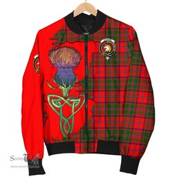 Scottish Stewart of Appin Modern Tartan Family Crest with Thistle and Scotland Map Tartan Plaid Bomber Jacket Scottish Plaid Tartan Plaid - ScotsTee - scotstee.com