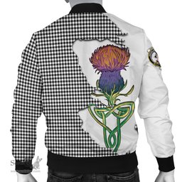 Scottish Shepherd Tartan Family Crest with Thistle and Scotland Map Tartan Plaid Bomber Jacket Scottish Plaid Tartan Plaid - ScotsTee - scotstee.com