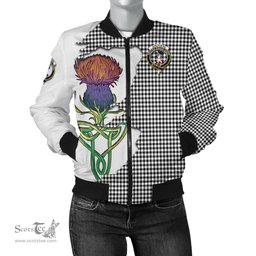Scottish Shepherd Tartan Family Crest with Thistle and Scotland Map Tartan Plaid Bomber Jacket Scottish Plaid Tartan Plaid - ScotsTee - scotstee.com