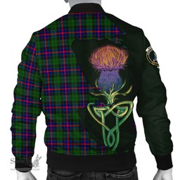 Scottish Morrison Modern Tartan Family Crest with Thistle and Scotland Map Tartan Plaid Bomber Jacket Scottish Plaid Tartan Plaid - ScotsTee - scotstee.com