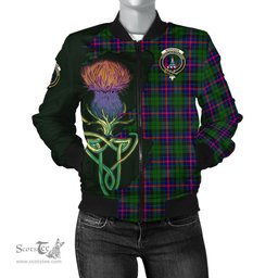 Scottish Morrison Modern Tartan Family Crest with Thistle and Scotland Map Tartan Plaid Bomber Jacket Scottish Plaid Tartan Plaid - ScotsTee - scotstee.com