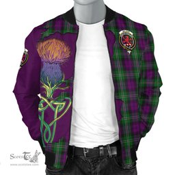 Scottish Wilson Tartan Family Crest with Thistle and Scotland Map Tartan Plaid Bomber Jacket Scottish Plaid Tartan Plaid - ScotsTee - scotstee.com