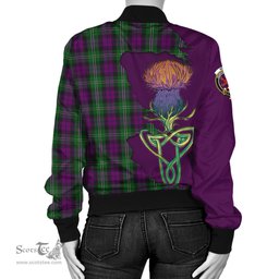 Scottish Wilson Tartan Family Crest with Thistle and Scotland Map Tartan Plaid Bomber Jacket Scottish Plaid Tartan Plaid - ScotsTee - scotstee.com