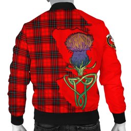 Scottish Wemyss Modern Tartan Family Crest with Thistle and Scotland Map Tartan Plaid Bomber Jacket Scottish Plaid Tartan Plaid - ScotsTee - scotstee.com