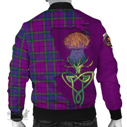 Scottish Wardlaw Modern Tartan Family Crest with Thistle and Scotland Map Tartan Plaid Bomber Jacket Scottish Plaid Tartan Plaid - ScotsTee - scotstee.com