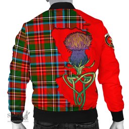 Scottish Stewart Royal Tartan Family Crest with Thistle and Scotland Map Tartan Plaid Bomber Jacket Scottish Plaid Tartan Plaid - ScotsTee - scotstee.com