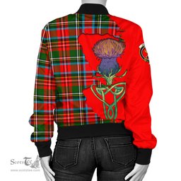Scottish Stewart Royal Tartan Family Crest with Thistle and Scotland Map Tartan Plaid Bomber Jacket Scottish Plaid Tartan Plaid - ScotsTee - scotstee.com