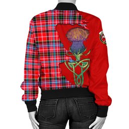 Scottish Straiton Tartan Family Crest with Thistle and Scotland Map Tartan Plaid Bomber Jacket Scottish Plaid Tartan Plaid - ScotsTee - scotstee.com
