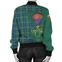 Scottish Sinclair Hunting Ancient Tartan Family Crest with Thistle and Scotland Map Tartan Plaid Bomber Jacket Scottish Plaid Tartan Plaid - ScotsTee - scotstee.com