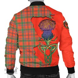 Scottish Munro Ancient Tartan Family Crest with Thistle and Scotland Map Tartan Plaid Bomber Jacket Scottish Plaid Tartan Plaid - ScotsTee - scotstee.com