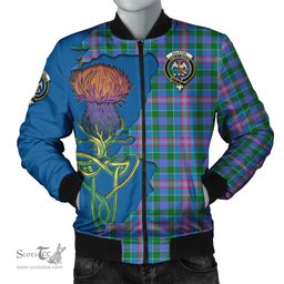 Scottish Ralston Tartan Family Crest with Thistle and Scotland Map Tartan Plaid Bomber Jacket Scottish Plaid Tartan Plaid - ScotsTee - scotstee.com