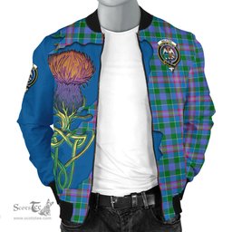 Scottish Ralston Tartan Family Crest with Thistle and Scotland Map Tartan Plaid Bomber Jacket Scottish Plaid Tartan Plaid - ScotsTee - scotstee.com