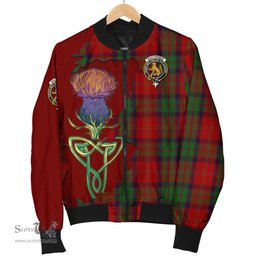 Scottish MacPherson of Cluny Tartan Family Crest with Thistle and Scotland Map Tartan Plaid Bomber Jacket Scottish Plaid Tartan Plaid - ScotsTee - scotstee.com
