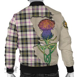 Scottish MacPherson Dress Ancient Tartan Family Crest with Thistle and Scotland Map Tartan Plaid Bomber Jacket Scottish Plaid Tartan Plaid - ScotsTee - scotstee.com