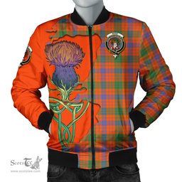 Scottish Ross Ancient Tartan Family Crest with Thistle and Scotland Map Tartan Plaid Bomber Jacket Scottish Plaid Tartan Plaid - ScotsTee - scotstee.com