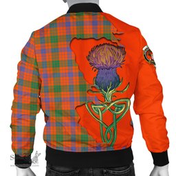 Scottish Ross Ancient Tartan Family Crest with Thistle and Scotland Map Tartan Plaid Bomber Jacket Scottish Plaid Tartan Plaid - ScotsTee - scotstee.com