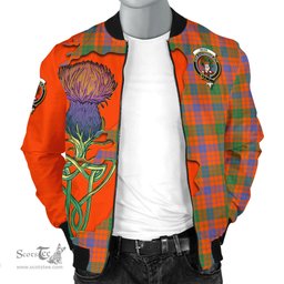Scottish Ross Ancient Tartan Family Crest with Thistle and Scotland Map Tartan Plaid Bomber Jacket Scottish Plaid Tartan Plaid - ScotsTee - scotstee.com