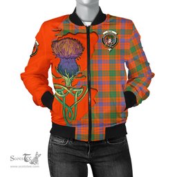 Scottish Ross Ancient Tartan Family Crest with Thistle and Scotland Map Tartan Plaid Bomber Jacket Scottish Plaid Tartan Plaid - ScotsTee - scotstee.com