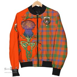 Scottish Ross Ancient Tartan Family Crest with Thistle and Scotland Map Tartan Plaid Bomber Jacket Scottish Plaid Tartan Plaid - ScotsTee - scotstee.com