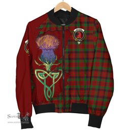 Scottish MacNicol Tartan Family Crest with Thistle and Scotland Map Tartan Plaid Bomber Jacket Scottish Plaid Tartan Plaid - ScotsTee - scotstee.com