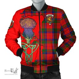 Scottish Nicolson Modern Tartan Family Crest with Thistle and Scotland Map Tartan Plaid Bomber Jacket Scottish Plaid Tartan Plaid - ScotsTee - scotstee.com