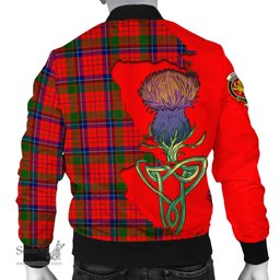 Scottish Nicolson Modern Tartan Family Crest with Thistle and Scotland Map Tartan Plaid Bomber Jacket Scottish Plaid Tartan Plaid - ScotsTee - scotstee.com