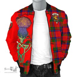 Scottish Nicolson Modern Tartan Family Crest with Thistle and Scotland Map Tartan Plaid Bomber Jacket Scottish Plaid Tartan Plaid - ScotsTee - scotstee.com