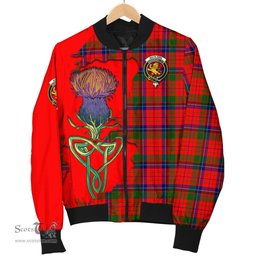 Scottish Nicolson Modern Tartan Family Crest with Thistle and Scotland Map Tartan Plaid Bomber Jacket Scottish Plaid Tartan Plaid - ScotsTee - scotstee.com