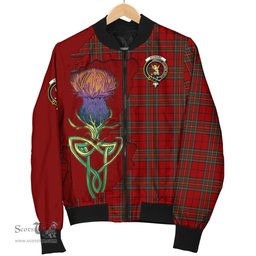 Scottish Stewart of Galloway Tartan Family Crest with Thistle and Scotland Map Tartan Plaid Bomber Jacket Scottish Plaid Tartan Plaid - ScotsTee - scotstee.com