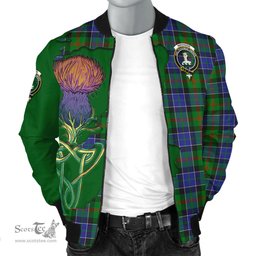 Scottish Paterson Tartan Family Crest with Thistle and Scotland Map Tartan Plaid Bomber Jacket Scottish Plaid Tartan Plaid - ScotsTee - scotstee.com
