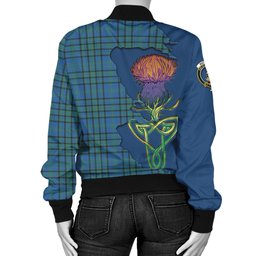 Scottish Matheson Hunting Ancient Tartan Family Crest with Thistle and Scotland Map Tartan Plaid Bomber Jacket Scottish Plaid Tartan Plaid - ScotsTee - scotstee.com