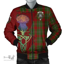 Scottish Strange Tartan Family Crest with Thistle and Scotland Map Tartan Plaid Bomber Jacket Scottish Plaid Tartan Plaid - ScotsTee - scotstee.com