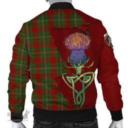 Scottish Strange Tartan Family Crest with Thistle and Scotland Map Tartan Plaid Bomber Jacket Scottish Plaid Tartan Plaid - ScotsTee - scotstee.com