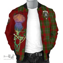 Scottish Strange Tartan Family Crest with Thistle and Scotland Map Tartan Plaid Bomber Jacket Scottish Plaid Tartan Plaid - ScotsTee - scotstee.com