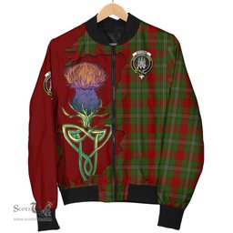 Scottish Strange Tartan Family Crest with Thistle and Scotland Map Tartan Plaid Bomber Jacket Scottish Plaid Tartan Plaid - ScotsTee - scotstee.com