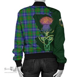 Scottish Turnbull Hunting Tartan Family Crest with Thistle and Scotland Map Tartan Plaid Bomber Jacket Scottish Plaid Tartan Plaid - ScotsTee - scotstee.com