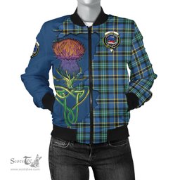 Scottish Weir Ancient Tartan Family Crest with Thistle and Scotland Map Tartan Plaid Bomber Jacket Scottish Plaid Tartan Plaid - ScotsTee - scotstee.com