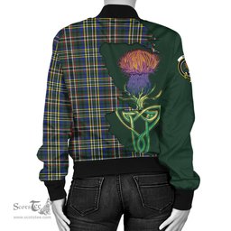 Scottish Scott Green Modern Tartan Family Crest with Thistle and Scotland Map Tartan Plaid Bomber Jacket Scottish Plaid Tartan Plaid - ScotsTee - scotstee.com