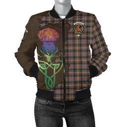 Scottish Sutherland Weathered Tartan Family Crest with Thistle and Scotland Map Tartan Plaid Bomber Jacket Scottish Plaid Tartan Plaid - ScotsTee - scotstee.com