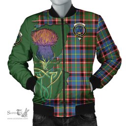 Scottish Stirling Bannockburn Tartan Family Crest with Thistle and Scotland Map Tartan Plaid Bomber Jacket Scottish Plaid Tartan Plaid - ScotsTee - scotstee.com
