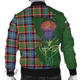 Scottish Stirling Bannockburn Tartan Family Crest with Thistle and Scotland Map Tartan Plaid Bomber Jacket Scottish Plaid Tartan Plaid - ScotsTee - scotstee.com