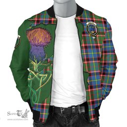 Scottish Stirling Bannockburn Tartan Family Crest with Thistle and Scotland Map Tartan Plaid Bomber Jacket Scottish Plaid Tartan Plaid - ScotsTee - scotstee.com