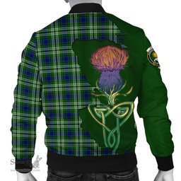 Scottish Purves Tartan Family Crest with Thistle and Scotland Map Tartan Plaid Bomber Jacket Scottish Plaid Tartan Plaid - ScotsTee - scotstee.com